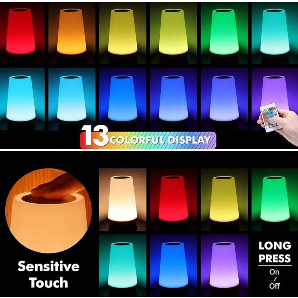 New LED Night Light, Bedside Table Lamp Color Changing Remote Control USB